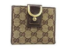 1円 GUCCI グッチ 141411 アビー GG柄 GGキャンバス×レザー 二つ折り 財布 ウォレット 札入れ 小物入れ ブラウン系 AS4179_画像1