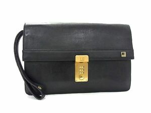 1円 ■美品■ dunhill ダンヒル レザー ダイヤルロック式 セカンドバッグ クラッチバッグ マルチケース メンズ ブラック系 BF3815