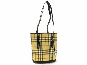 1円 ■美品■ BURBERRY バーバリー PVC×レザー ハンドバッグ トートバッグ ショルダー 肩掛け レディース ベージュ系 AS4133