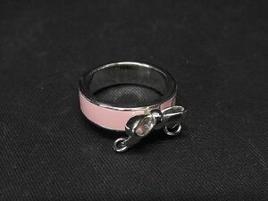 1円 ChristianDior クリスチャンディオール リボン リング 指輪 アクセサリー 表記サイズ 7(約13号) ピンク系×シルバー系 AU0898