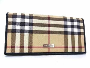 1円 BURBERRY バーバリー ノバチェック PVC 二つ折り 長財布 ウォレット 小銭入れ 札入れ レディース ベージュ系 AU2864