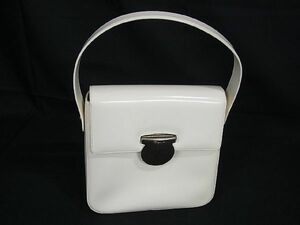 1円 ■美品■ Salvatore Ferragamo フェラガモ AQ-21 8297 ガンチーニ レザー ワンハンドル ハンドバッグ レディース ホワイト系 AU2528