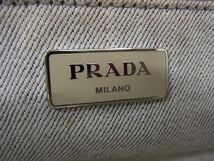 1円 PRADA プラダ B2692H キャンバス×スエード パンチング スタッズ ハンドバッグ トートバッグ レディース アイボリー系 AS4144_画像6