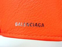 1円 BALENCIAGA バレンシアガ 391446 ペーパーミニ レザー 三つ折り コンパクト 財布 ウォレット オレンジ系 AS4055_画像5