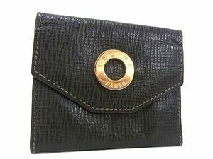 1円 ■美品■ CELINE セリーヌ サークル金具 レザー コインケース コインパース 小銭入れ メンズ レディース カーキ系 AV0843