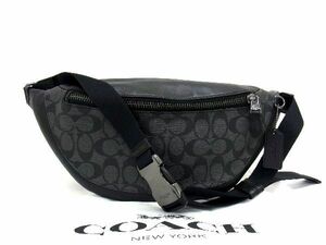 1円 ■極美品■ COACH コーチ F78777 シグネチャー PVC×レザー ウエストバッグ ウエストポーチ ボディバッグ ブラック系 AU0651