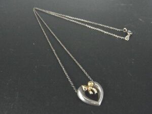 1円 TIFFANY＆Co ティファニー K18 750 18金×SV925 ハート リボン ネックレス ペンダント アクセサリー レディース シルバー系 AU1522