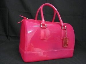 1円 FURLA フルラ キャンディバッグ ラバー ハンドバッグ ボストンバッグ トートバッグ レディース ピンク系 AV0715