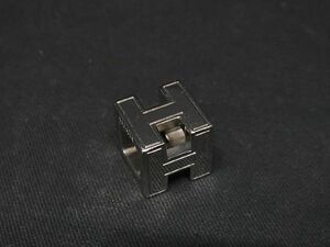 1円 ■美品■ HERMES エルメス カージュドアッシュ Hキューブ ペンダントトップ ネックレストップ アクセサリー シルバー系 AS3908