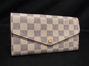 1円 ■美品■ LOUIS VUITTON ルイヴィトン N63208 ダミエアズール ポルトフォイユサラ 二つ折り 長財布 ウォレット アイボリー系 AR9579