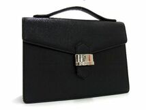 1円 YVESSAINTLAURENT イヴサンローラン レザー クラッチバッグ セカンドバッグ メンズ ブラック系 BE7137_画像1