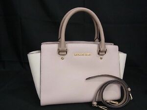 1円 ■美品■ MICHAEL KORS マイケルコース レザー 2WAY ハンドバッグ ショルダーバッグ 斜め掛けかばん ピンクベージュ系 CD0120