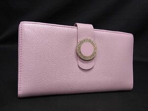 1円 ■美品■ BVLGARI ブルガリブルガリ レザー 二つ折り 長財布 ウォレット 札入れ 小銭入れ レディース ピンク系 AS4045