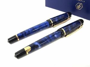 1円 ■美品■ WATERMAN ウォーターマン 万年筆 筆記用具 文房具 ステーショナリー 2点セット レディース メンズ ネイビー系 AU1832