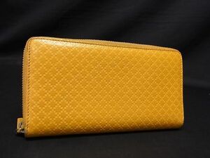 1円 GUCCI グッチ 307990 ディアマンテ レザー ラウンドファスナー 長財布 ウォレット レディース イエロー系 AU2918