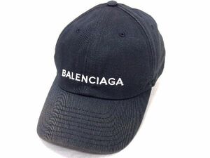 1円 BALENCIAGA バレンシアガ コットン100％ ベースボールキャップ 帽子 表記サイズ L レディース メンズ ブラック系 AU1772