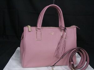 1円 ■極美品■ kate spade ケイトスペード PXRU7941 レザー タッセル 2WAY ハンドバッグ トート ショルダー レディース ピンク系 AV1136