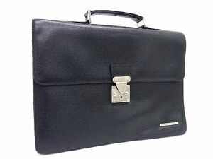 1円 YVESSAINTLAURENT イヴサンローラン レザー ハンドバッグ ビジネスバッグ ブリーフケース 書類 メンズ ブラック系 CB0790