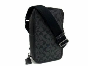 1円 ■極美品■ COACH コーチ C9867 シグネチャー PVC×レザー クロスボディ ボディバッグ ショルダー メンズ ブラック系 AU0731