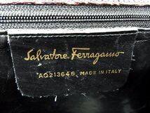 1円 Salvatore Ferragamo フェラガモ AQ213646 クロコダイル型押しレザー 2WAY ショルダーバッグ クラッチ 斜め掛け ボルドー系 AU2776_画像6