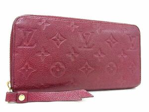 1円 ■美品■ LOUIS VUITTON ルイヴィトン M60549 モノグラムアンプラント ジッピーウォレット 長財布 オロール ワインレッド系 AV0021