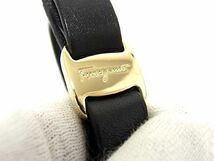 1円 ■極美品■ Salvatore Ferragamo フェラガモ ヴァラリボン レザー ブレスレット バングル アクセサリー ブラック系 AU1830_画像4