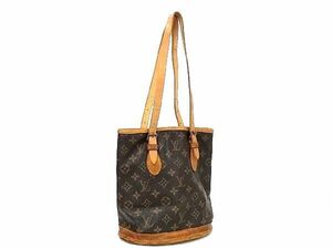 1円 LOUIS VUITTON ルイヴィトン M42238 モノグラム バケットPM プチバケット バケツ型 ショルダー トートバッグ ブラウン系 AS4346