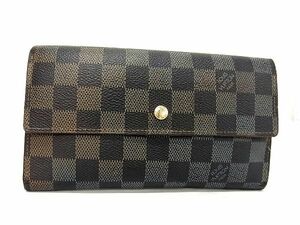 1円 LOUIS VUITTON ルイヴィトン N61217 ダミエ ポルトフォイユ インターナショナル 三つ折り 長財布 ウォレット ブラウン系 AS4261