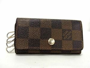 1円 LOUIS VUITTON ルイヴィトン N62631 ダミエ ミュルティクレ4 4連 キーケース 鍵入れ メンズ レディース ブラウン系 AU2865