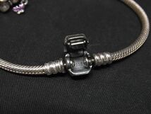 1円 ■美品■ PANDORA パンドラ ラインストーン バタフライ ブレスレット アクセサリー レディース シルバー系 AQ8630H1_画像3