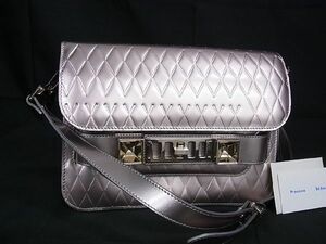 1円 ■美品■ PROENZA SCHOULER プロエンザスクーラー パテントレザー クロスボディ ショルダーバッグ 斜め掛け ピンクシルバー系 BF4121