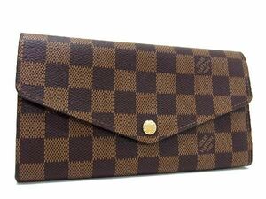 1円 ■新品同様■ LOUIS VUITTON ルイヴィトン N63209 ダミエ ポルトフォイユ サラ 二つ折り 長財布 ウォレット ブラウン系 AT2436