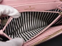 1円 ■極美品■ kate spade ケイトスペード PWRU5073B レザー ラウンドファスナー 長財布 ウォレット ピンク系 BF4472_画像4