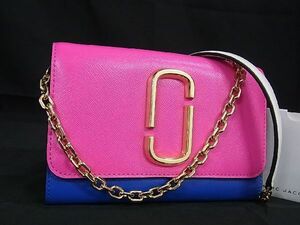 1円 ■新品■未使用■ MARC JACOBS マークジェイコブス レザー チェーン 2WAY ショルダーバッグ 財布 ウォレット ピンク系 BE7369