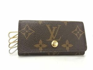 1円 LOUIS VUITTON ルイヴィトン M60239 モノグラム フルリ ミュルティクレ4 4連 キーケース 鍵入れ レディース ブラウン系 CB1488