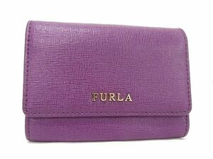 1円 ■美品■ FURLA フルラ レザー カードケース コインケース 名刺入れ 小銭入れ レディース パープル系 AU2915