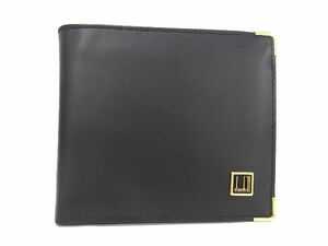 1円 ■極美品■ dunhill ダンヒル レザー 二つ折り 財布 ウォレット 札入れ 小銭入れ メンズ ブラック系 AU2980