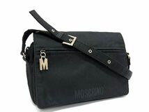 1円 MOSCHINO モスキーノ ナイロン クロスボディ ショルダーバッグ 斜め掛けかばん レディース メンズ ブラック系 AV1558_画像1