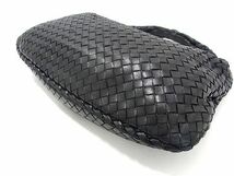 1円 ■美品■ BOTTEGA VENETA ボッテガヴェネタ イントレチャート レザー ミラー付き ワンハンドル ハンドバッグ ブラック系 BG4893_画像4