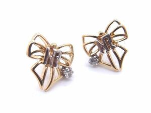 ■美品■ NINA RICCI ニナリッチ リボンモチーフ ピアス アクセサリー レディース ゴールド系×シルバー系 DD5852