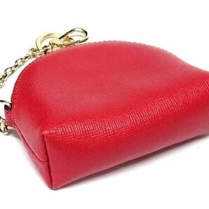 ■新品■未使用■ FURLA フルラ レザー チェーン付き ポーチ マルチケース 小物入れ レディース レッド系 BE6784の画像2