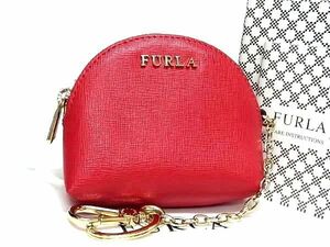 ■新品■未使用■ FURLA フルラ レザー チェーン付き ポーチ マルチケース 小物入れ レディース レッド系 BE6784