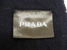 1円 ■美品■ PRADA プラダ フリンジ マフラー 防寒具 メンズ レディース ネイビー系 AP1452_画像4