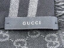 1円 GUCCI グッチ GG柄 ウール100% フリンジ マフラー ストール レディース メンズ ダークグレー系 AV1361_画像4