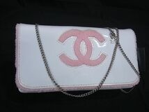 1円 ■美品■ CHANEL シャネル ココマーク パテントレザー×パイル チェーン ショルダーバッグ 肩掛け レディース ホワイト系 AT2657_画像1