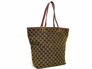 1円 GUCCI グッチ 001 1098 00532 GG柄 GGキャンバス トートバッグ ショルダーバッグ 肩掛けかばん ブラウン系 AT2746