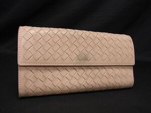 1円 BOTTEGA VENETA ボッテガヴェネタ イントレチャート レザー 長財布 ウォレット 小銭入れ 札入れ レディース ピンクベージュ系 DA5544