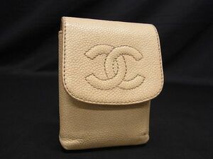 1円 CHANEL シャネル ココマーク キャビアスキン シガレットケース 煙草ケース レディース ベージュ系 BF4424