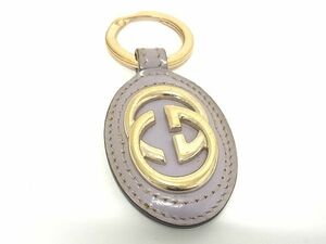 1円 GUCCI グッチ インターロッキングG キーホルダー キーリング チャーム レディース グレー系×ゴールド系 AV1690