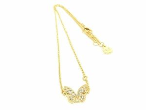 1円 ■極美品■ ChristianDior ディオール バタフライ 蝶 ネックレス ペンダント アクセサリー レディース ゴールド系 AV2771